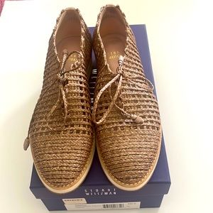 Stuart Weitzman Steel Aurora loafers. Rattan woven material. Good condition.